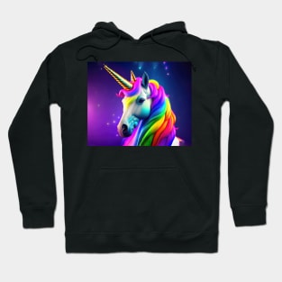 Colourful unicorn in vivid rainbow colours Hoodie